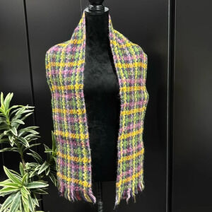 Tapestries Ireland Limited, handcrafted knit Winter scarf,multicolor,fringe ends